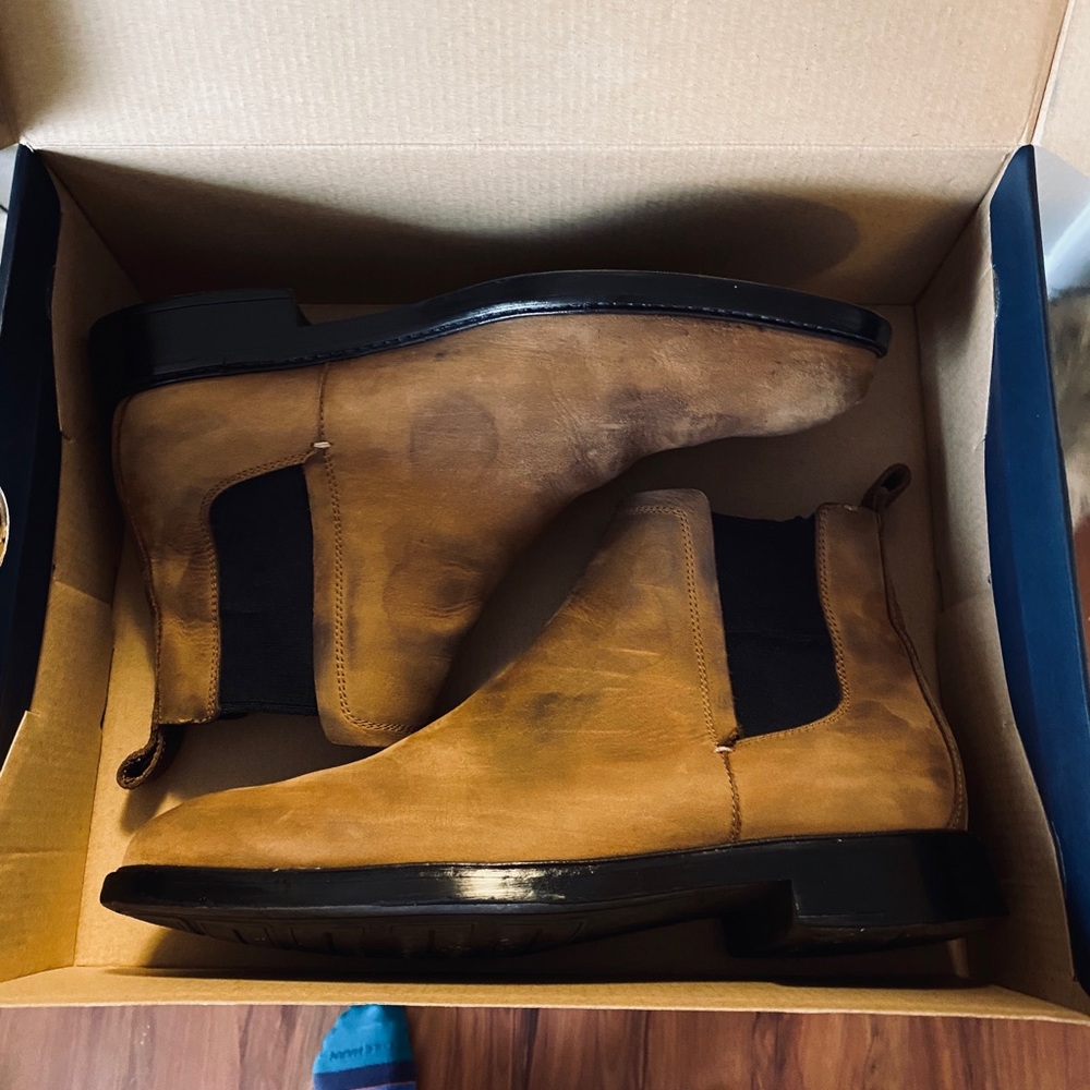 Cole Haan men’s suede chelsea boots tan